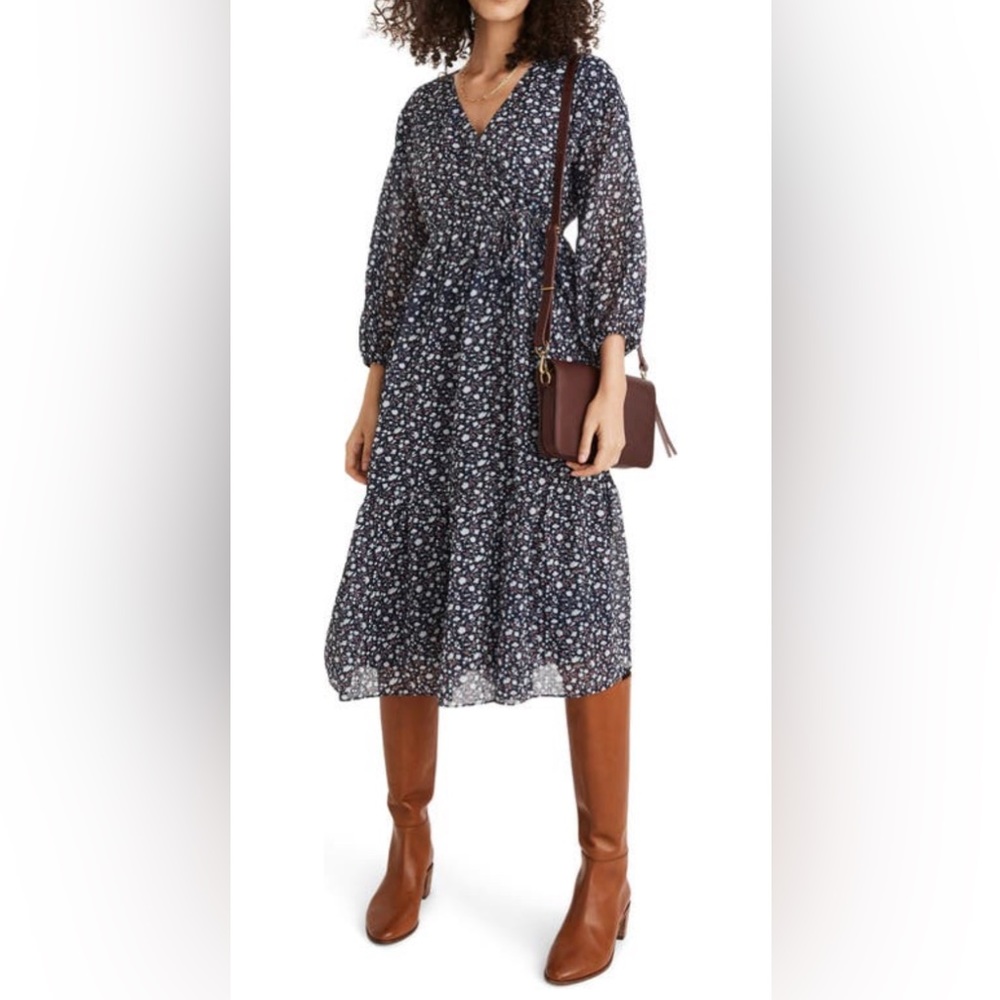Madewell Harvest Vine Tie Waist Midi Dress Size Large